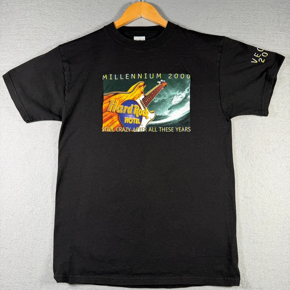Hard Rock Hotel Las‎ Vegas Millennium 2000 T-Shirt Mens Medium Black Vintage Y2K